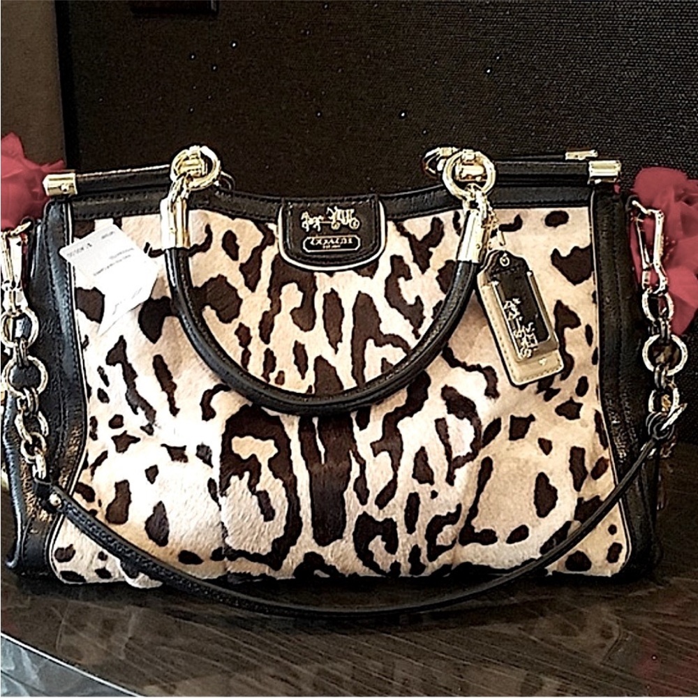 Coach 2012 Madison Haircalf Mix Madeline Satchel Shoulder Bag & Wallet Dusty NWT - Picture 4 of 16